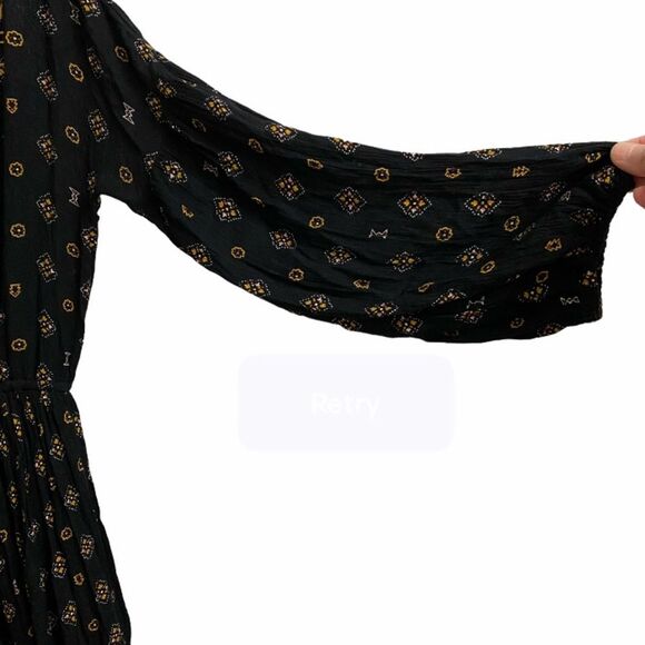 Volcom Champain Trail Mini Dress Size S Boho Folksy Black Gold Embroidered Rodeo - Picture 10 of 16